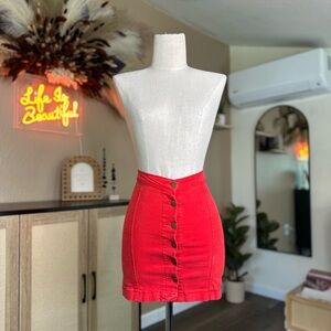 Pretty Little Things Red Denim Skirt 4UK/2US
